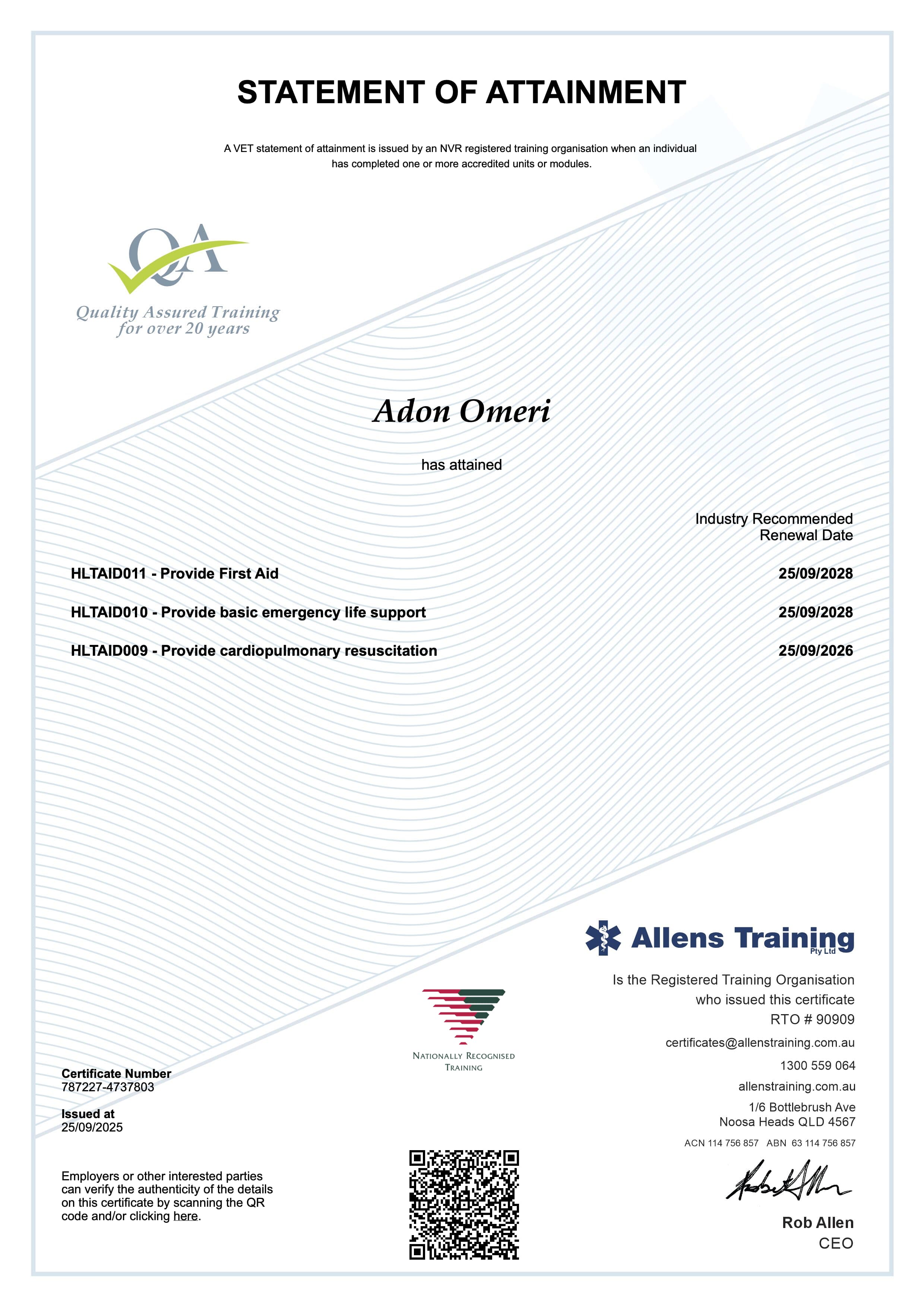 Introductory First Aid Course